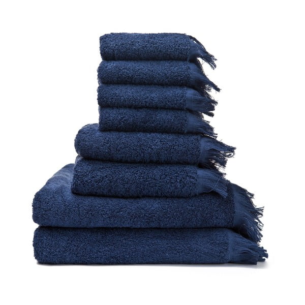 Комплект от 6 сини кърпи и 2 кърпи за баня от 100% памук - Bonami Selection