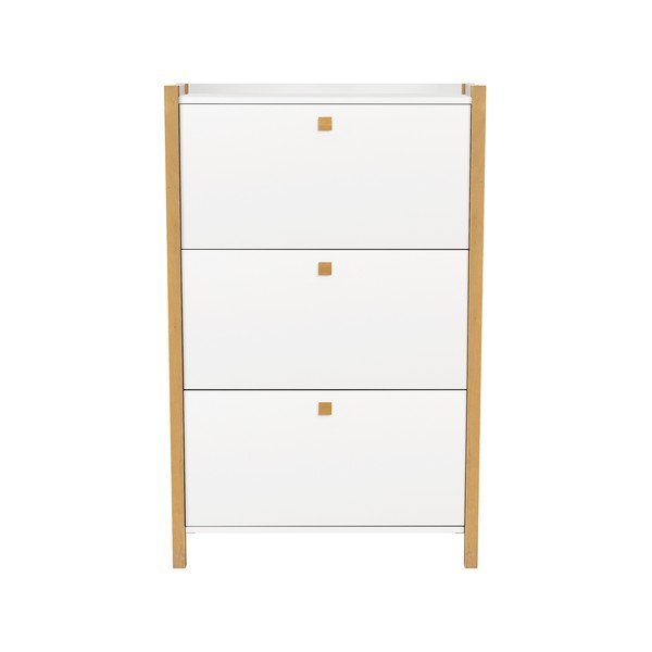 Бял шкаф за обувки с 3 врати на панти Hannover - Woodman-image-2
