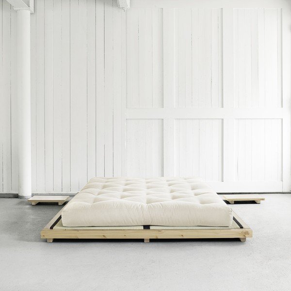 Dvoulůžková postel z borovicového dřeva s matrací a tatami Karup Design Dock Double Latex Natural Clear/Natural, 140 x 200 cm-image-4