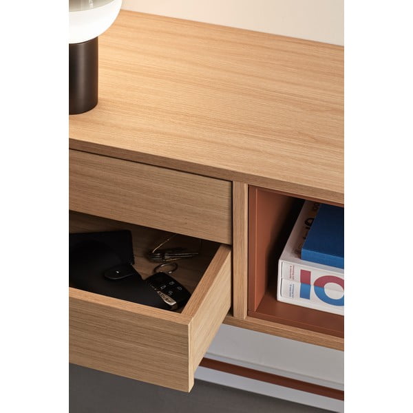 Конзолна маса в тухленочервено с дъбов фурнир Yoko - Teulat-image-2