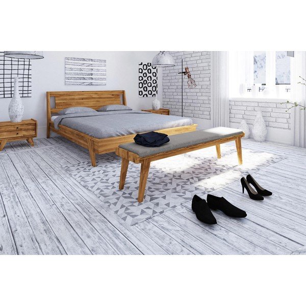 Дъбова пейка със светлосива седалка Retro - The Beds-image-3