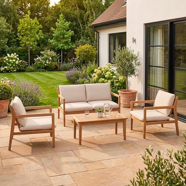 Градински комплект за отдих от масивна акация в естествен цвят за 4 Danubio – Bizzotto-image-1