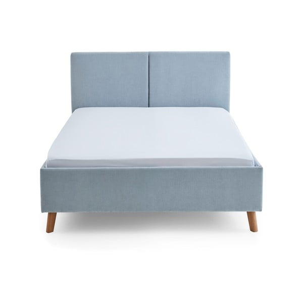 Светлосиньо двойно легло 140x200 cm тапицирано с включена подматрачна рамка Piano – Meise Möbel-image-3