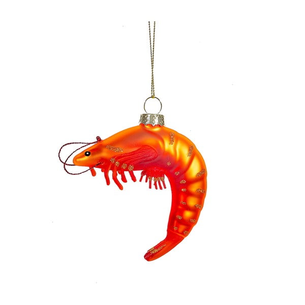 Стъклена  ръчно изработена коледна украса 8 cm King Prawn – Sass & Belle