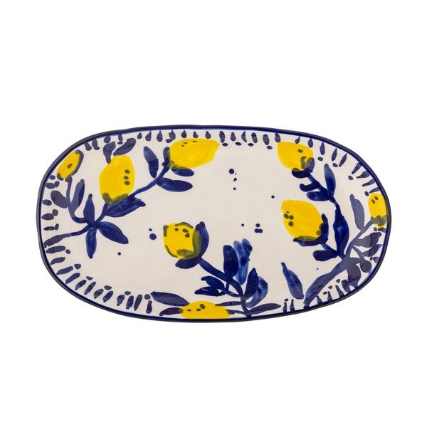 Бяла/синя глинена чиния за сервиране Maxima – Bloomingville