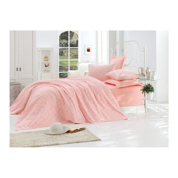 Розова покривка за легло от чист памук Lolita, 200 x 235 cm - Mijolnir