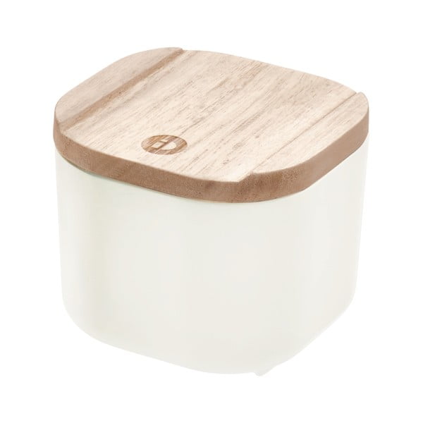 Бяла кутия за съхранение с капак, изработена от дърво от пауловния , 9 x 9 cm Eco - iDesign