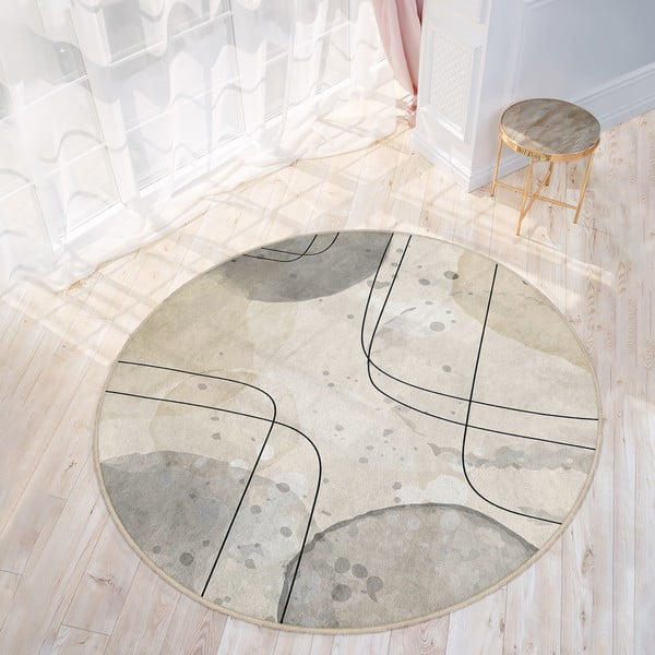 Бежов кръгъл килим подходящ за пране ø 150 cm Simple Lines – Mila Home-image-3