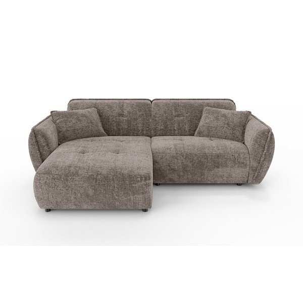 Кафяво-сив шенилов ъглов диван (ляв ъгъл) Nelia – Ropez