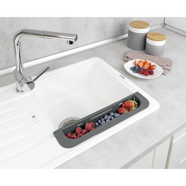 Сив пластмасов телескопичен отцедник за мивка 49,5x8,5 cm Fino – Wenko-image-3