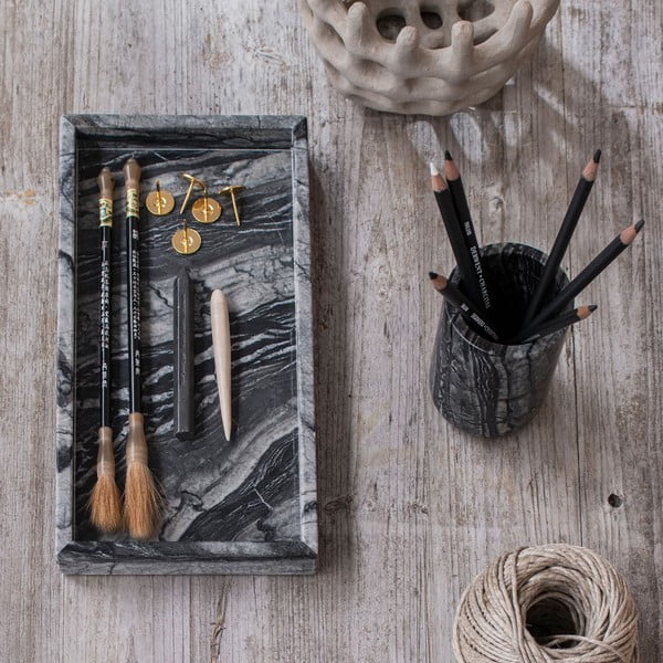 Черна мраморна чаша за четки за зъби Marble - Mette Ditmer Denmark-image-4