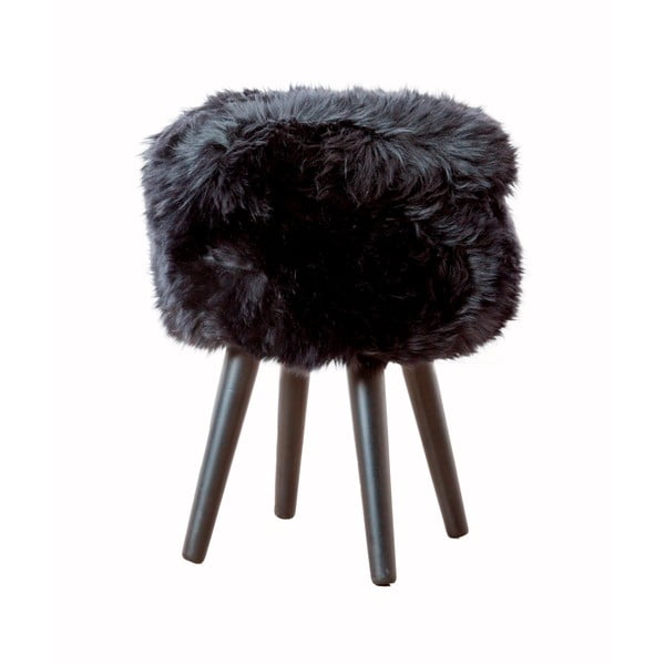 Стол с черна седалка от овча кожа Черен, ⌀ 30 cm - Native Natural