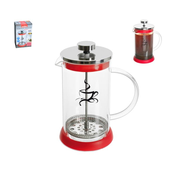 Червен стъклен чайник с цедка Kafetier, 350 ml - Orion