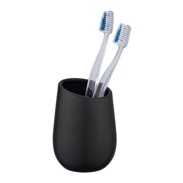 Черна керамична чаша за четки за зъби Badi - Wenko-image-1