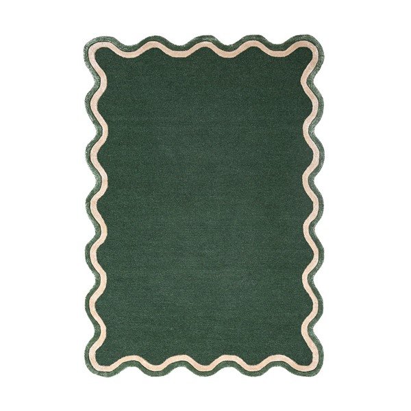Тъмнозелен ръчно изработен килим със смес от вълна 160x230 cm Rivo Wool – Flair Rugs