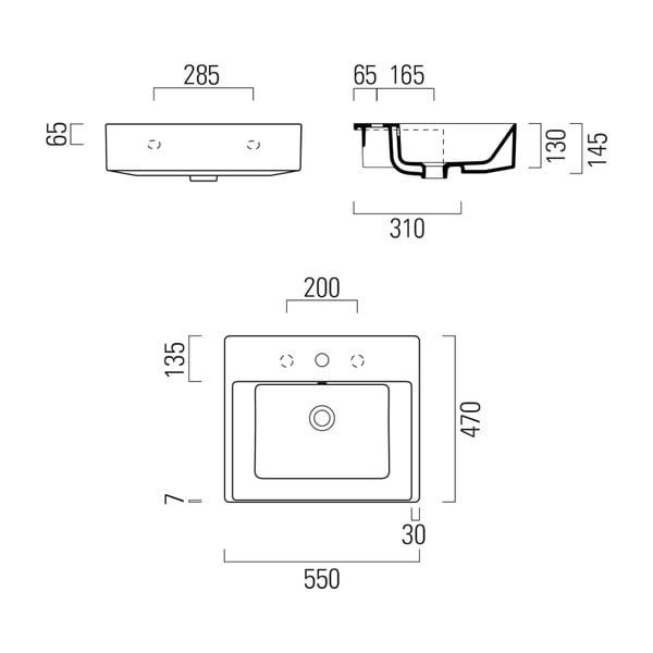 Бяла керамична мивка 55x47 cm Kube X – Sapho-image-2