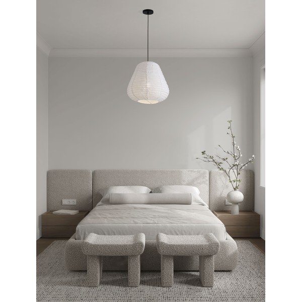 Бяло ленено висящо осветително тяло ø 50 cm Linnet – Nova Luce-image-1