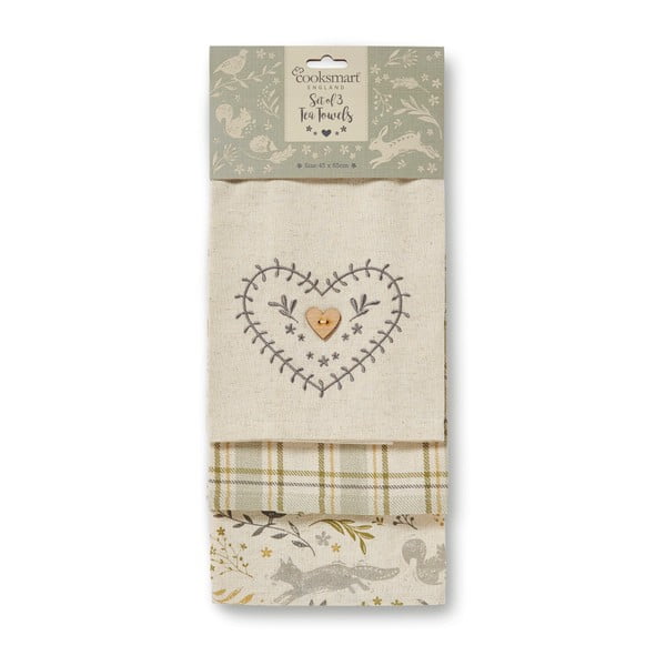 Комплект от 3 памучни кърпи за чай Woodie Woodland - Cooksmart ®