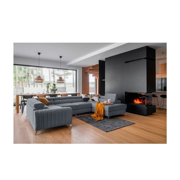 Син разтегателен ъглов диван с място за съхранение (десен ъгъл U форма) Louis – ELTAP-image-1