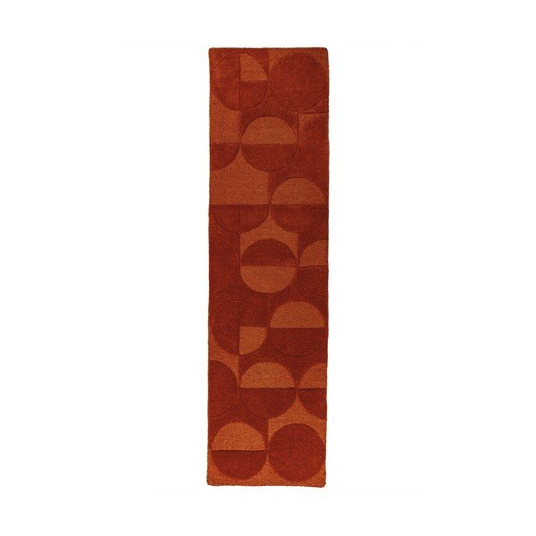 Теракотена ръчно изработена вълнена пътека 60x230 cm Gigi – Flair Rugs