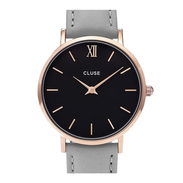Dámské hodinky s černým ciferníkem Cluse Minuit Silver