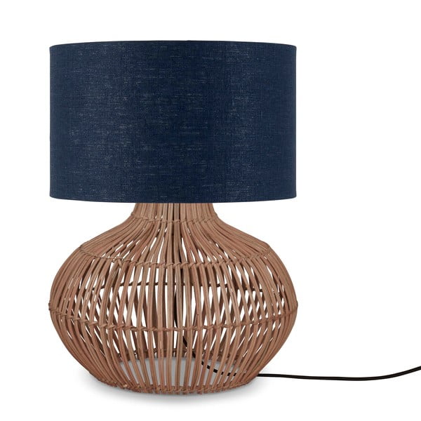 Настолна лампа с текстилен абажур в тъмносиньо-натурален цвят (височина 48 cm) Kalahari - Good&Mojo