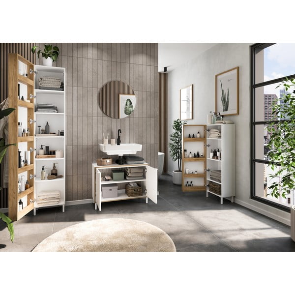 Бял висок шкаф за баня 39x195 cm Topeka – Germania-image-4