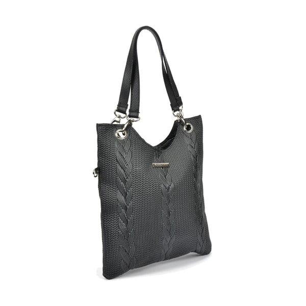 Черна кожена чанта Lidia - Mangotti Bags-image-2