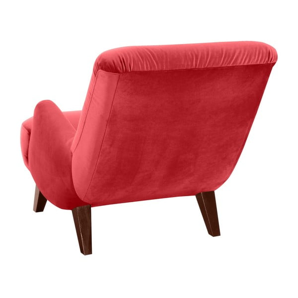 Червен фотьойл с крака от кафяв велур Brandford - Max Winzer-image-2