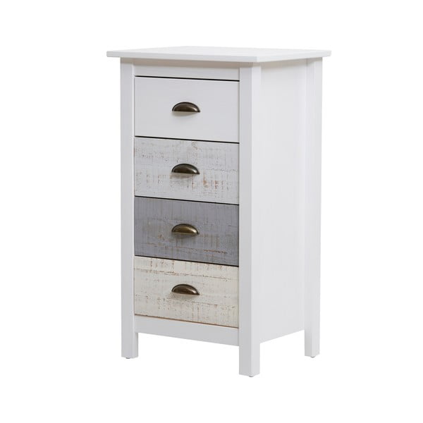 Висок бял и сив скрин с 4 чекмеджета , 46 x 80 cm Romantica - Marckeric-image-3