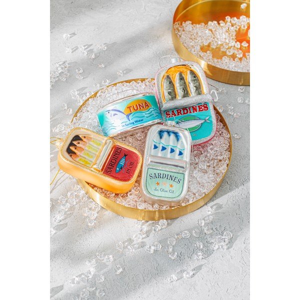 Стъклена Коледна украса 7 cm Can of Sardines – Sass & Belle-image-1