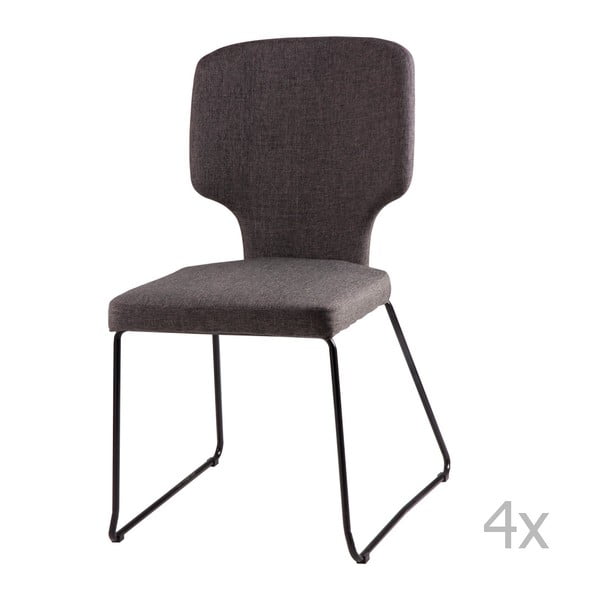 Sada 4 tmavě šedých jídelních židlí sømcasa Dana