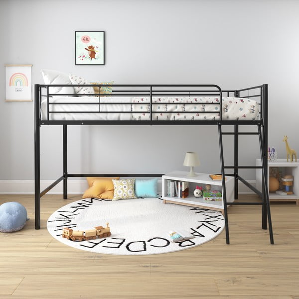 Черно повдигнато детско легло 90x200 cm Jodie – Støraa-image-1