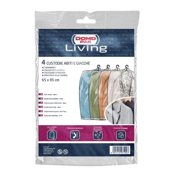 Комплект от 4 защитни чанти за дрехи Living - Domopak