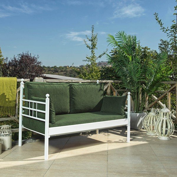 Зелен метален градински диван Manyas – Floriane Garden-image-1