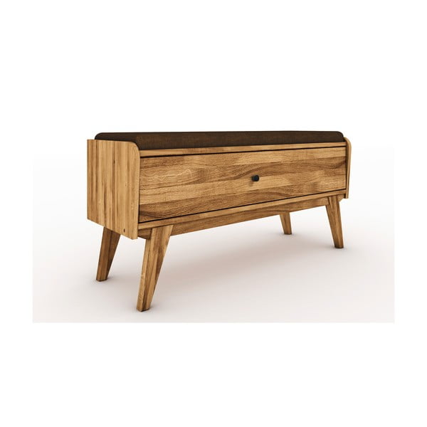 Пейка с място за съхранение от дъбова дървесина с оранжева седалка Retro - The Beds