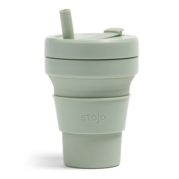 Зелена сгъваема чаша за пътуване Sage, 470 ml Biggie - Stojo