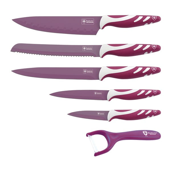 6dílná sada nožů Non-stick White Color, fialová
