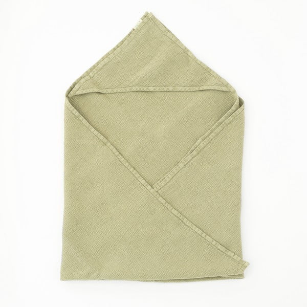 Бебешко зелена хавлиена кърпа с качулка Linen Tales Waffle, 70 x 70 cm