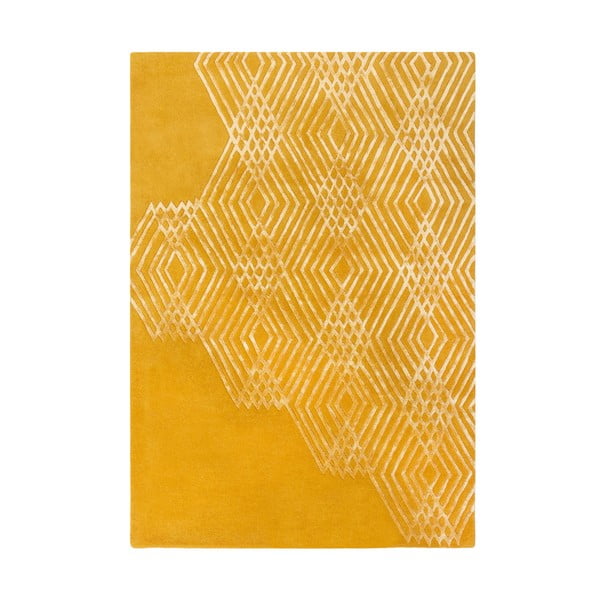 Жълт вълнен килим , 120 x 170 cm Diamonds - Flair Rugs
