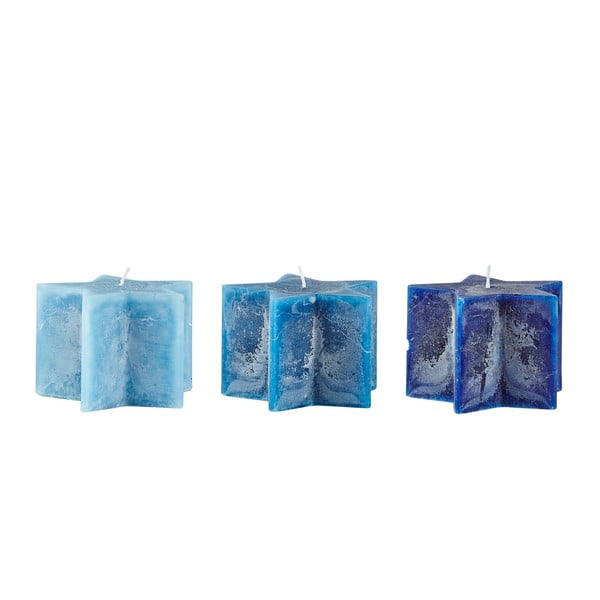 Комплект от 3 сини свещи Stars, ⌀ 10 x 7 cm - KJ Collection