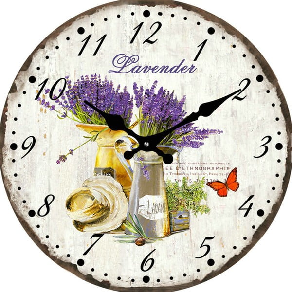Стъклен часовник Лавандула, 38 см - Postershop