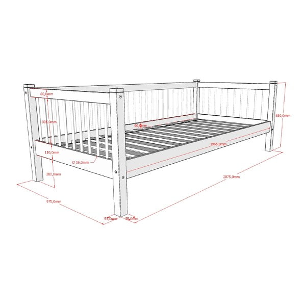 Бяло детско легло от масивен бук 90x200 cm Forrest – Vipack-image-2
