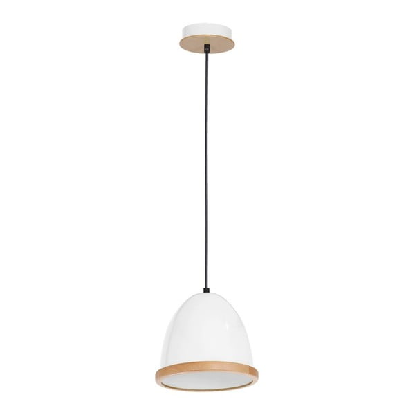 Бяла висяща лампа с дървени детайли Studio Uno Lungo - Homemania