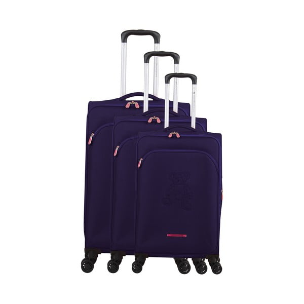 Комплект от 3 лилави багажа на 4 колела Lulucastagnette Emilia - LULUCASTAGNETTE
