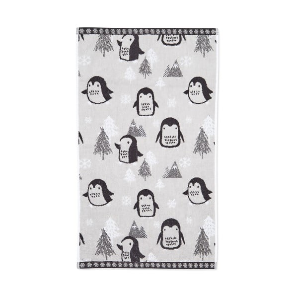 Светлосива памучна кърпа 50x85 cm Cosy Penguin - Catherine Lansfield