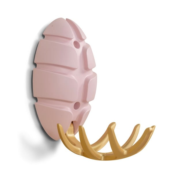 Светлорозова/ в златист цвят стенна пластмасова кука Bug – Spinder Design-image-2