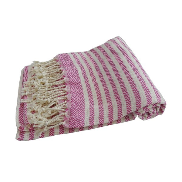 Růžová ručně tkaná osuška z prémiové bavlny Homemania Safir Hammam, 100 x 180 cm