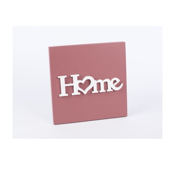 Dřevěný obraz Home 30x30 cm, růžový