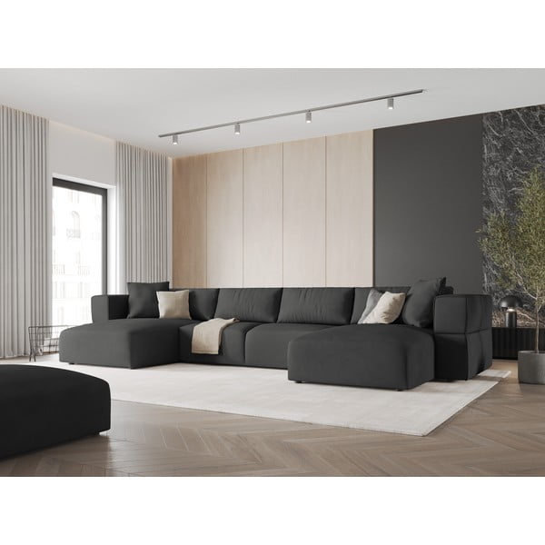 Тъмносив ъглов U-образен диван Esther – Milo Casa-image-1